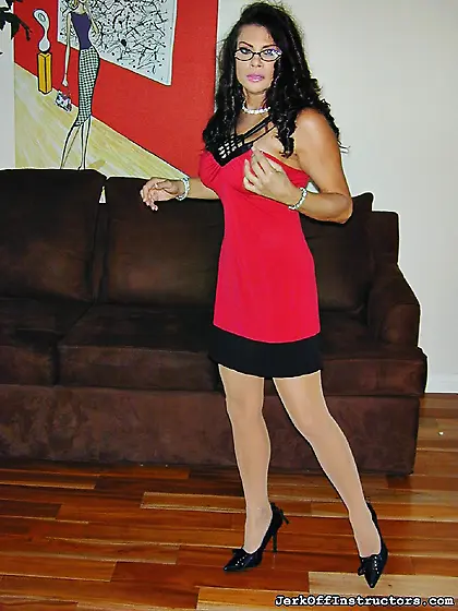 Lady glasses sexy pantyhose