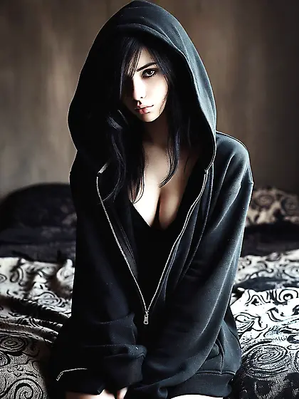 Emo goth young teen girl