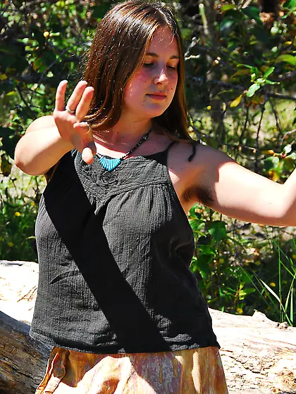 Hairy hippie girl curvy