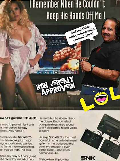 Funny magazine ad.  Ron Jeremy and dunce blonde