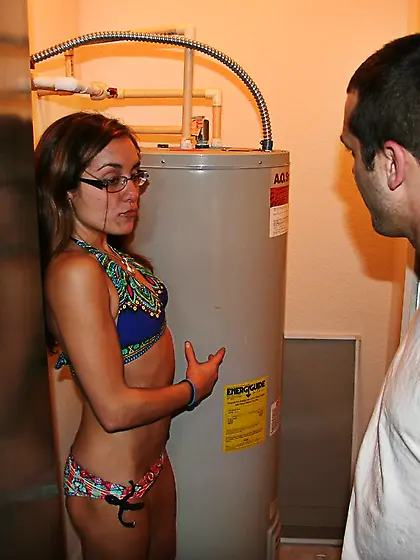 Lewd bikini babe in glasses Alice Hader enjoys stroking and swal