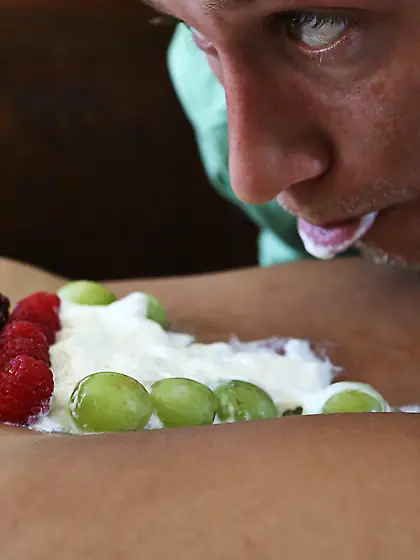 Slim young babe with a shaved pussy is eager to please her hands