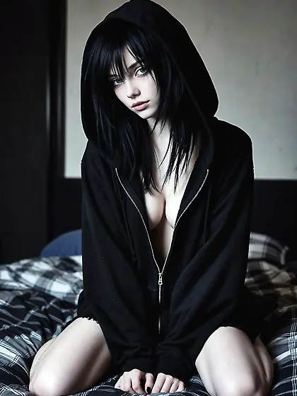 Emo goth young teen girl