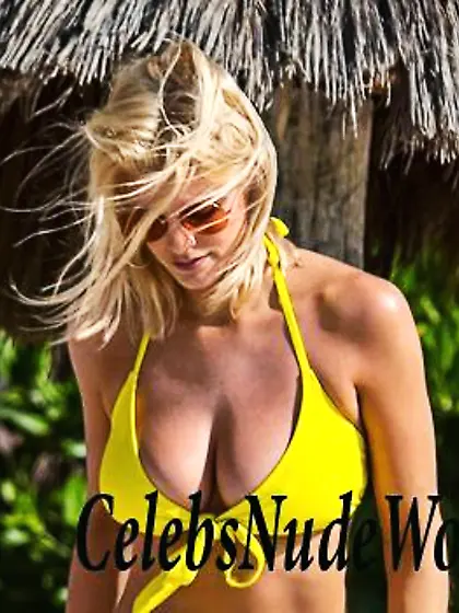 Ashley James Hot In Yellow Bikini On The Beach