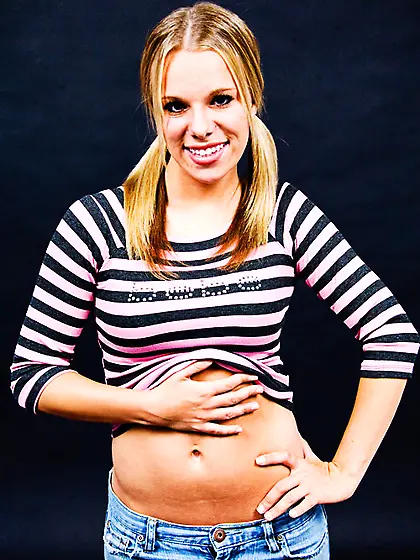 Hot blonde takes blouse