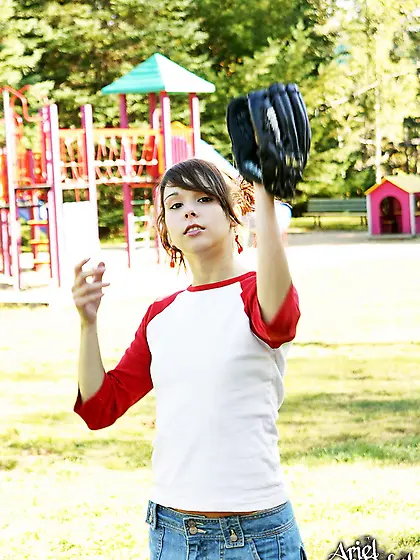 Ariel Rebel gets her tight white panties shot while playing base