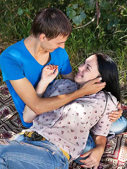 Luckily for excited babe with black hair friend invited her out