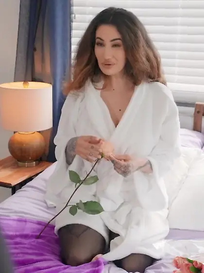 Busty brunette Arabelle Raphael shagged by curly-haired dude