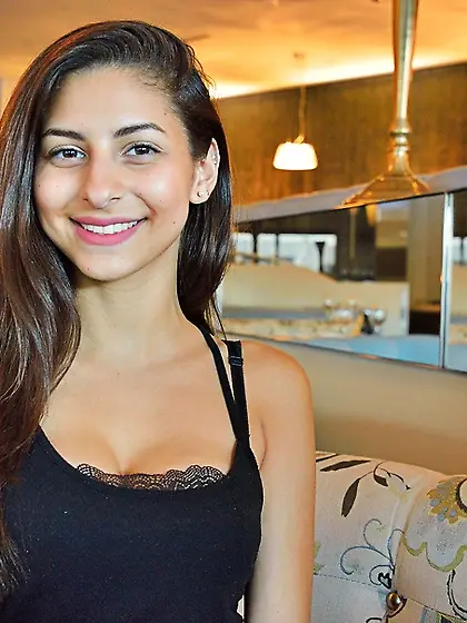 Brunette teeny sticks eggplant